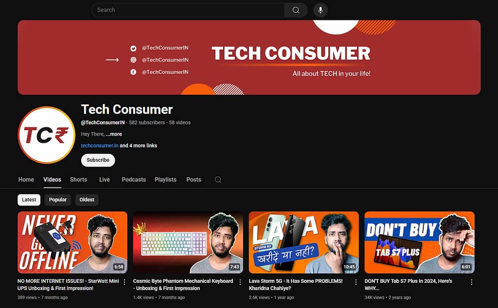 Tech Consumer YT Screenshot