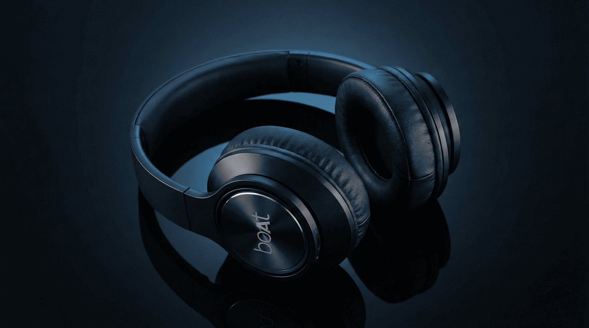 boAt Headphone On Blue Table